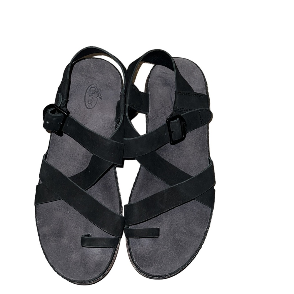 Chaco Black Strappy Leather Sandals